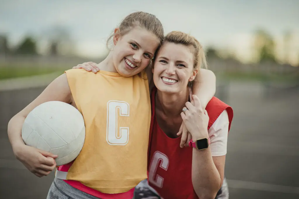 Mother and daughter ready to play sports